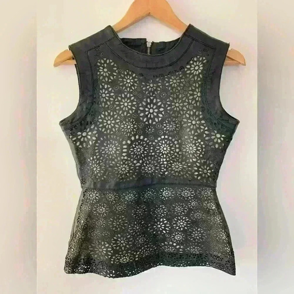 MALIKA  COUTURE Laser Cut Peplum Top - Picture 2 of 9